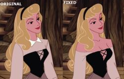  accurate_art_style aurora_(sleeping_beauty) before_and_after breasts cleavage disney disney_princess edit female fixed medium_breasts princess royalty screenshot screenshot_edit sleeping_beauty_(1959_film) 