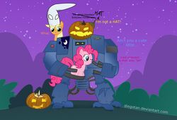 adeptus_astartes applejack_(mlp) candlejack clothing crossover cybernetics cyborg dialogue diegotan dreadnought earth_pony english_text equid equine female feral food friendship_is_magic fruit group hasbro hat headgear headless_horseman headwear hi_res hill horse jack-o&#039;-lantern machine mammal mecha my_little_pony outside pinkie_pie_(mlp) plant pony princess princess_celestia_(mlp) princess_luna_(mlp) pumpkin royalty shrub space_marine star text warhammer_(franchise) warhammer_40000