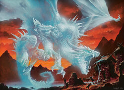 ambiguous_gender dragon fangs feral fleeing goblin group hasbro horn humanoid illusion magic:_the_gathering membrane_(anatomy) membranous_wings mountain mythological_creature mythological_scalie mythology official_art outside ruin scalie tail teeth wayne_reynolds wings wizards_of_the_coast