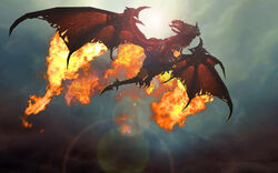 16:10 blizzard_entertainment claws cloud day deathwing dragon fangs feral fire flying glare glowing glowing_eyes hi_res horn male membrane_(anatomy) membranous_wings mythological_creature mythological_scalie mythology outside red_eyes scalie sky skyscape solo sorelstrasz spikes spread_wings tail teeth warcraft widescreen wings