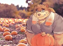  2017 anthro bear clothing ep06 episode0006 eyewear food fruit glasses lifewonders male mammal plant pumpkin shirt solo tokyo_afterschool_summoners topwear towel volos_(tas) 