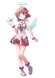  absurdres amatsuka_patako angel angel_wings blue_eyes bracelet choker female gal_gun gal_gun_(series) halo highres jewelry masanori_ito official_art pink_hair short_hair skirt sleeveless smile solo wings 