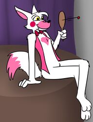  alternate_species anthro anthrofied bow_(feature) bow_tie canid canine female five_nights_at_freddy&#039;s five_nights_at_freddy&#039;s_2 fox furrification mammal mangle_(fnaf) paddle_ball scottgames solo wolfscar2810 yellow_eyes 