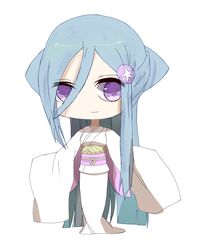  bleach bleach:_zanpakutou_ibun_hen blue_hair chibi female japanese_clothes kimono long_hair mof_mof2nd purple_eyes smile sode_no_shirayuki solo zanpakuto_spirit zanpakutou_(spirit) 