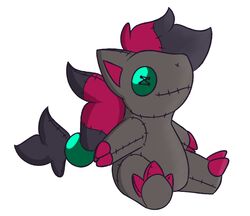  2019 checker claws digital_media_(artwork) fan_character generation_5_pokemon lechecker nintendo plushie pokemon pokemon_(species) simple_background smile zero_pictured zoroark 