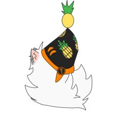  2_eyes alpha_channel anthro food fruit fur hi_res machine male orange_eyes pineapple pineapple_pattern plant protogen solo white_body white_fur 