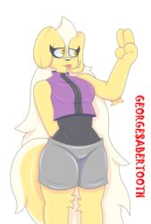  absurd_res alpha_channel anthro breasts canid canine canis clothing domestic_dog female fingers georgesabertooth hair hi_res long_hair mammal navel paola_dog pelvis pose simple_background solo tail tongue tongue_out transparent_background wide_hips 