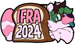  2024 alpha_channel blue_sclera blue_tongue bread eyewear food fur glasses green_hair hair holidays ifra ifra_strawberii in_bread male new_year pink_body pink_fur purple_eyes simple_background solo temayn text tongue transparent_background 