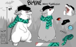  absurd_res blaine_(totodileweeb18) clothing eyewear feral generation_2_pokemon glasses hat headgear headwear hi_res mammal model_sheet mustelid nintendo pokemon pokemon_(species) resachii sachii_(resachii) scarf typhlosion 