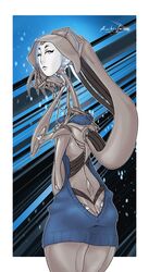  alien aschenfall female glowing half-length_portrait hi_res kaynkayn machine pinup portrait pose robot skinny solo thick_thighs vtuber 