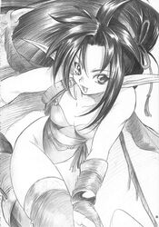  breasts breath_of_fire breath_of_fire_ii dragon_girl dragon_wings female greyscale heizo long_hair looking_at_viewer monochrome monster_girl oerba_yun_fang open_mouth patty_the_phantom_thief sketch smile solo traditional_media wings 