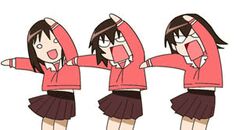  3girls animated animated artist_request azumanga_daioh&#039;s_school_uniform azumanga_daiou bonklers dancing kagura_(azumanga_daioh) kasuga_ayumu lowres multiple_girls pink_serafuku pink_shirt pleated_skirt school_uniform serafuku shirt skirt soramimi_cake takino_tomo waving winter_uniform 