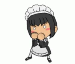  animated animated black_hair bob_cut chibi chibi_only dempsey_roll female fighting_stance lowres maid maid_headdress mary_janes o_o shirley_(manga) shirley_medison shoes short_hair solo tanisi_(hosimade) 