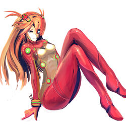  aqua_eyes blue_eyes bodysuit breasts commentary evangelion:_2.0_you_can_(not)_advance eyepatch female from_side full_body gloves glowing glowing_eye hair_ornament hairpods highres interface_headset iwanishi knees_up light_smile long_hair looking_at_viewer neon_genesis_evangelion no_lineart orange_hair pilot_suit plugsuit rebuild_of_evangelion simple_background sitting small_breasts smile solo souryuu_asuka_langley test_plugsuit turtleneck two_side_up white_background 