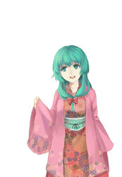  female green_eyes green_hair japanese_clothes kagiyama_hina simple_backround 