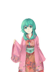  female green_eyes green_hair japanese_clothes kagiyama_hina simple_backround 