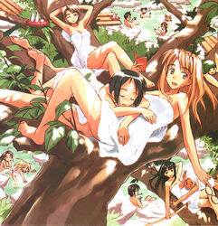  4boys 6+girls ahoge akamatsu_ken alcohol aoyama_motoko artbook barefoot bathing bindi black_hair blonde_hair blush_stickers breasts brown_eyes brown_hair cleavage crossed_legs everyone glasses haitani_masayuki highres holding holding_removed_eyewear in_tree kaolla_su katana konno_mitsune large_breasts long_hair love_hina lying_on_person maehara_shinobu multiple_boys multiple_girls naked_towel narusegawa_naru nude official_art one-piece_swimsuit one_eye_closed onsen otohime_mutsumi photoshop_(medium) ponytail reading sake sarah_mcdougal scan seta_noriyasu sheath sheathed shirai_kimiaki short_hair sitting sleeping smoking_pipe swimsuit swimsuit_tug sword tama_(love_hina) tokkuri towel tree turtle unworn_eyewear urashima_haruka urashima_keitarou v weapon 