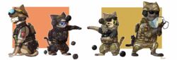  2017 abstract_background alternate_species american_flag anthro armor assault_rifle badge balaclava beaker beard belt black_eye_(injury) blackbeard_(rainbow_six) blue_byte_(game_developer) bottomwear bruised buckle camera camo candela cargo_shorts clothing domestic_cat electronics emblem explosives eyewear eyewear_on_head facial_hair felid feline felis female full-length_portrait furgonomics furrification goggles goggles_on_head grenade group gun gyroscope handgun harness hazard_symbol headgear headphones headset helmet hi_res holster hong_kong hong_kong_flag knee_pads laboratory_equipment laboratory_glassware lesion_(rainbow_six) male mammal mask mine narrowed_eyes navy navy_seal one_eye_closed pants pawpads pistol poison_hazard_symbol portrait rainbow_six rainbow_six:_siege ranged_weapon rifle riot_shield satchel scarf scientific_instrument semi-anthro shield shirt shorts shurueder signature simple_background special_duties_unit squint sticker straps sunglasses symbol syringe tattoo throwing tom_clancy&#039;s_(series) toothpick topwear translucent u.s._navy ubisoft uniform united_states_of_america utility_belt valkyrie_(rainbow_six) vest warning_label warning_symbol weapon whiskers ying_(rainbow_six) 