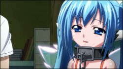  1boy animated animated_png anime_screenshot blue_eyes blue_hair chains collar female happy long_hair lowres nymph_(sora_no_otoshimono) smile sora_no_otoshimono sugata_eishirou twintails wings 