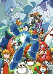  6+boys android arm_at_side arm_cannon artist_request auto_(mega_man) bass_(mega_man) beard beat_(mega_man) black_headwear blonde_hair blue_bodysuit blue_eyes blue_headwear bodysuit clenched_hands clenched_teeth closed_mouth crying crying_with_eyes_open diffraction_spikes dr._light_(mega_man) dr._wily_(mega_man) dress duo_(mega_man) eddie_(mega_man) eyebrows eyes_visible_through_hair facial_hair female fingernails glowing green_eyes green_ribbons grin hair_ribbon helmet highres lightning long_hair mega_man_(character) mega_man_(classic) mega_man_(series) mega_man_8 moustache multiple_boys non-humanoid_robot official_art old old_man open_mouth proto_man red_headwear ribbon robot robot_animal robot_dog robot_ears roll_(mega_man) rush_(mega_man) scarf shield smile spikes tears teeth treble_(mega_man) upper_teeth_only weapon white_hair yellow_scarf 