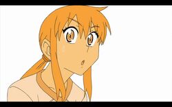  cap female hyakko kageyama_torako open_mouth orange_eyes orange_hair ponytail solo sweatdrop 