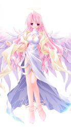  amakawa_serena angel anklet bad_anatomy barefoot feet female full_body halo highres jewelry oono_tetsuya pink_hair please_teach_my_angel solo standing transparent_background wings 