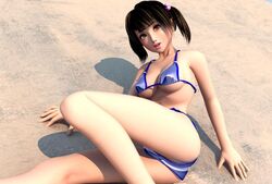  3d beach bikini blue_bikini day female flear incise_soul lying m-rs solo swimsuit twintails 