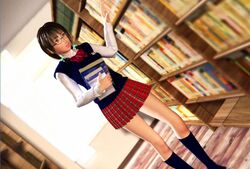  3d book female flear glasses incise_soul legs library long_sleeves m-rs school_uniform solo twintails 