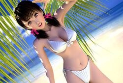  3d beach bikini day female flear front-tie_top incise_soul m-rs ocean outdoors side-tie_bikini_bottom solo swimsuit twintails white_bikini 