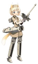  animal_ears character_request crusader_(tank) female fox_ears konami_mecha_musume mecha_musume mechanical_legs military military_vehicle motor_vehicle shimada_fumikane solo tail tank world_war_ii 