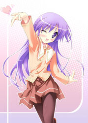  1boy happiness! long_hair long_sleeves male_focus onsokuzekuu otoko_no_ko pantyhose photoshop_(medium) purple_eyes purple_hair solo watarase_jun 