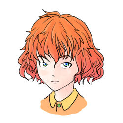  female green_eyes momo-tan orange_hair radio_momoiro seastone self-upload short_hair smile solo 