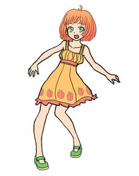  female green_eyes momo-tan orange_hair radio_momoiro seastone self-upload short_hair smile solo 