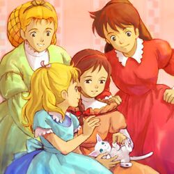  1980s_(style) 4girls ai_no_wakakusa_monogatari amy_march bad_id bad_pixiv_id elizabeth_march feline josephine_march lossy-lossless lowres margaret_march multiple_girls oekaki retro_artstyle sakai_yume siblings sisters world_masterpiece_theater 