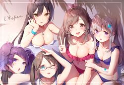  bikini cleavage megane mitsumine_yuika shirase_sakuya shiratama_akane swimsuits tanaka_mamimi the_idolm@ster the_idolm@ster_shiny_colors tsukioka_kogane yuukoku_kiriko 