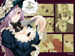  6+girls anna_(gekkou_no_carnevale) between_breasts blush board_game bow breasts business_suit chess choker cleavage cornalina everyone formal frills gekkou_no_carnevale hair_over_one_eye hat huge_breasts iris_(gekkou_no_carnevale) light_purple_hair long_hair maid multiple_girls noel_(gekkou_no_carnevale) oosaki_shin&#039;ya perla rebecca_(gekkou_no_carnevale) red_eyes short_hair smile suit thighhighs translated white_thighhighs 