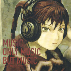  abe_yoshitoshi album_cover cover english_text female headphones multi-tied_hair ran_(texhnolyze) red_hair scan solo texhnolyze twintails 