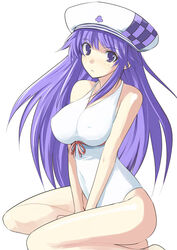  arin beret blue_eyes blue_hair breasts covered_nipples female hat highres large_breasts long_hair pangya shijou_sadafumi solo 