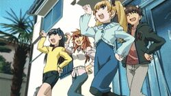  1boy 4girls animal_ears animated animated anime_screenshot ashirai_makoto cat_ears choko_(chokotto_sister) chokotto_sister dancing glasses hanayamada_yurika kawagoe_haruma lowres multiple_girls nekonyan_dance paw_pose serikawa_chitose 