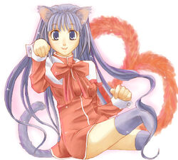  animal_ears blue_(ao_maru) cat_ears female kanon lowres minase_nayuki red_skirt skirt solo 