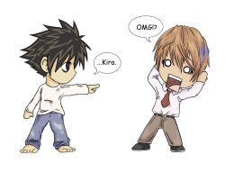  chibi death_note l white yagami_light 