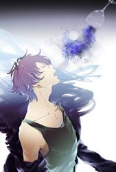  1boy closed_eyes commentary_request garry_(ib) glass highres ib_(kouri) male_focus otani_(gloria) purple_hair solo 