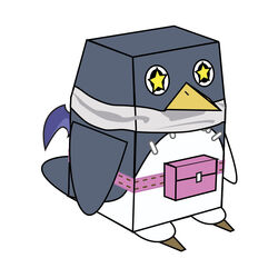  asagiri_asagi asagiri_asagi_(prinny) disgaea no_humans papercraft prinny simple_background sitting solo 