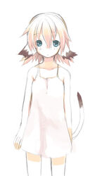  animal_ears commentary_request copyright_request female flat_chest looking_at_viewer majima_yuki short_hair simple_background solo tail white_background 