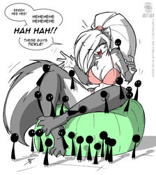  2007 anthro backrub big_breasts bra breasts chloe_sinclaire closed_eyes clothed clothing conditional_dnp denizen dialogue english_text felid female fur grey_body grey_fur group hair huge_breasts jollyjack long_hair mammal mephitid multicolored_body multicolored_fur panties skunk striped_skunk tail text two_tone_body two_tone_fur underwear white_body white_fur white_hair 