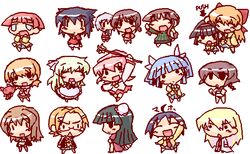  6+girls :d ^_^ akiyama_otome angry animal_ears arm_up behoimi black_hair blonde_hair blush cat_ears character_request check_character closed_eyes dress everyone expressionless from_side full_body glasses ichijou_(pani_poni) ichijou_nozomi ikkyuu inugami_miyabi jitome katagiri_himeko long_sleeves looking_at_viewer media_(pani_poni) miyata_akira momose_kurumi multiple_girls oekaki open_mouth pani_poni_dash! pink_hair profile rimless_eyewear satou_chika serizawa_akane shiratori_suzune silver_hair simple_background smile staff standing suzuki_sayaka tachibana_rei uehara_miyako white_background 