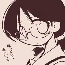  behoimi female glasses ikkyuu lowres monochrome pani_poni_dash! sepia solo 