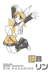  \o/ armpits arms_up belt blonde_hair bow crop_top detached_sleeves female hair_ornament hairclip headphones jumping kagamine_rin kagamine_rin_(if) outstretched_arms photoshop_(medium) rei_(rei&#039;s_room) shirt shoes short_hair shorts sleeveless sleeveless_shirt solo vocaloid yellow_eyes 