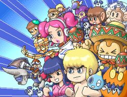  2girls 4boys aiai_(super_monkey_ball) alex_kidd alex_kidd_(character) amigo chu_chu_rocket chuih company_connection crossover everyone fantasy_zone harrier_(character) kapu_kapu keil_fluge mammoth monkey multiple_boys multiple_crossover multiple_girls nights_(character) nights_into_dreams opa-opa panzer_dragoon paul_robertson pixel_art rez sakura_taisen samba_de_amigo sega shinguuji_sakura solo_wing sonic_(series) space_channel_5 space_harrier super_monkey_ball teddy_boy teddy_boy_blues ulala wonder_boy wonder_boy_(character) wonder_boy_(game) 