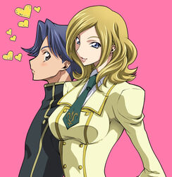  1boy ashford_academy_school_uniform blonde_hair code_geass female heart iyou milly_ashford mizuno_poppo rivalz_cardemonde school_uniform 